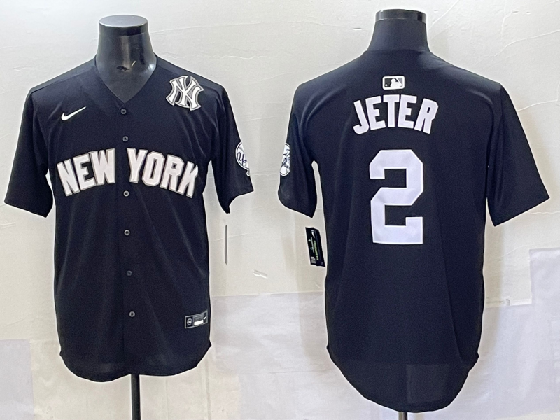 Men 2025 New York Yankees #2 Jeter black Nike MLB Jersey style 725003->new york yankees->MLB Jersey